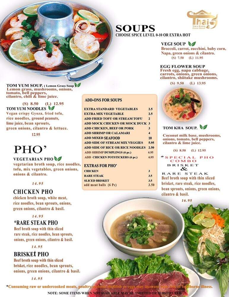 Thai Time Bistro - San Diego, CA menu_pic