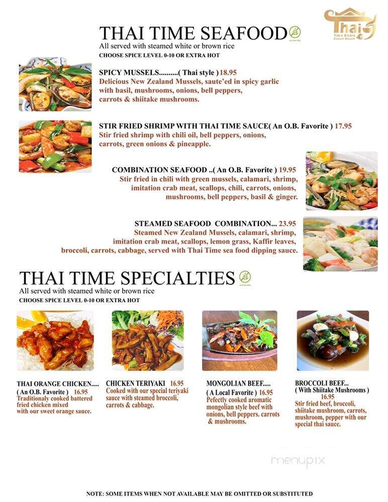 Thai Time Bistro - San Diego, CA menu_pic