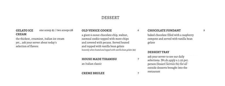 Old Venice Italian Restaurant - San Diego, CA menu_pic
