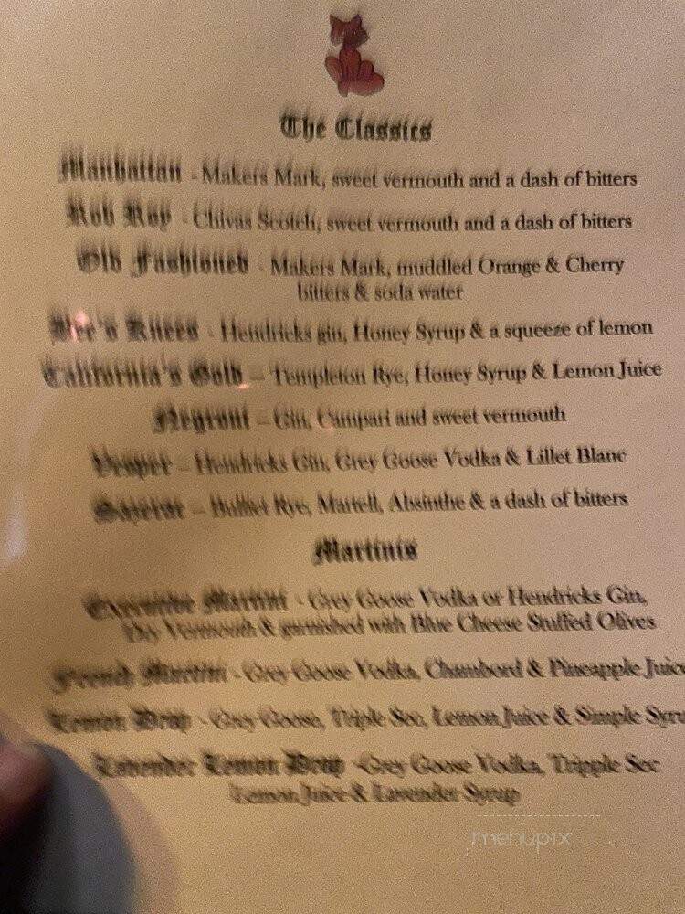 Red Fox Steak House - San Diego, CA menu_pic