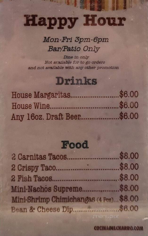 Cocina Del Charro - Escondido, CA menu_pic