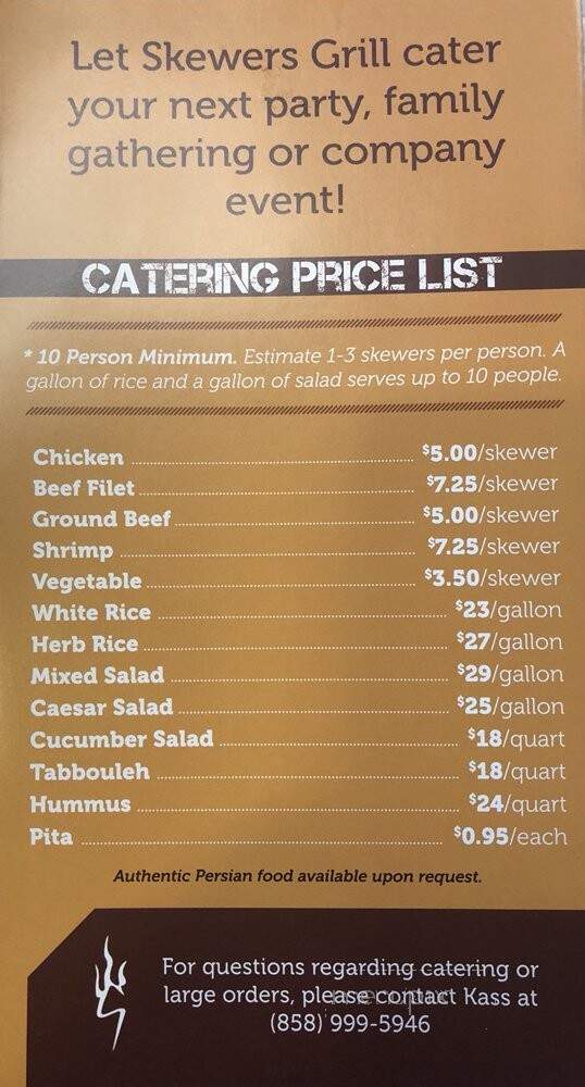 Skewers Grill - Encinitas, CA menu_pic