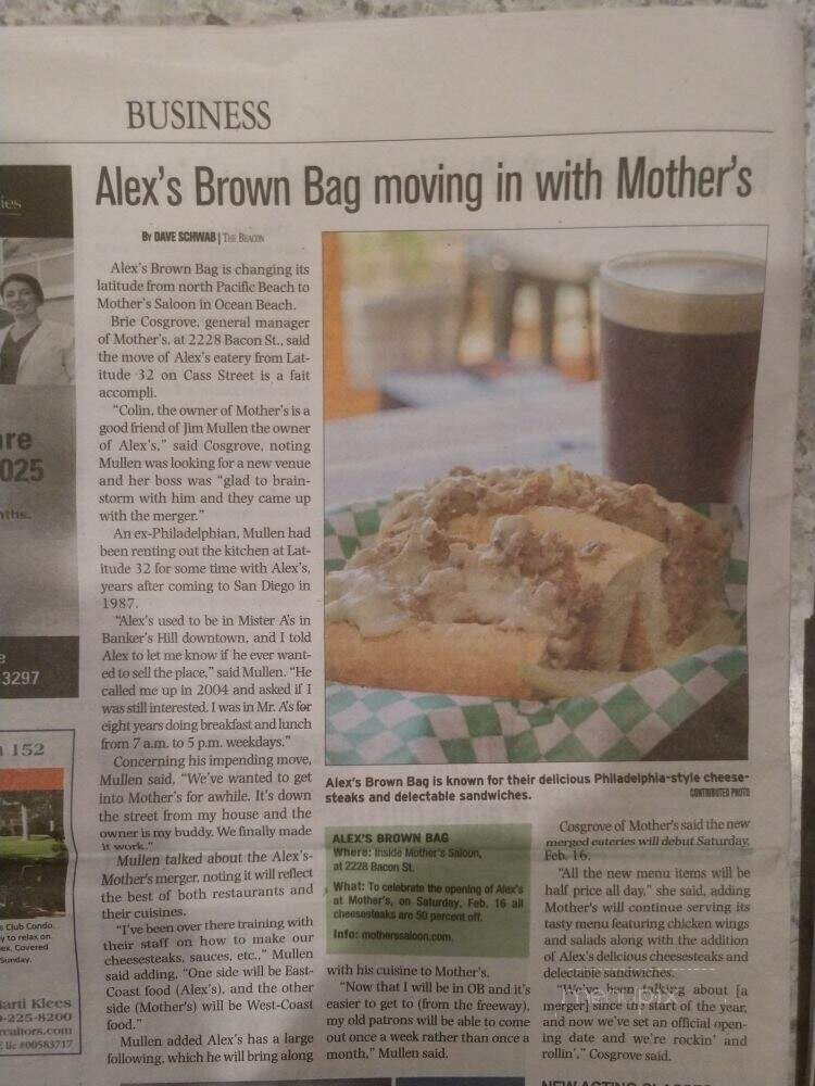 Alex's Brown Bag - San Diego, CA menu_pic