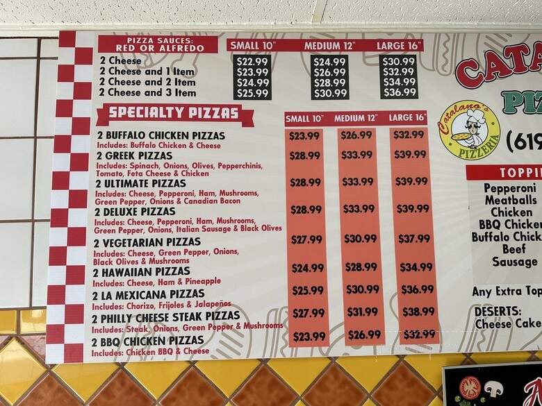 Catalano's Pizzeria - San Diego, CA menu_pic