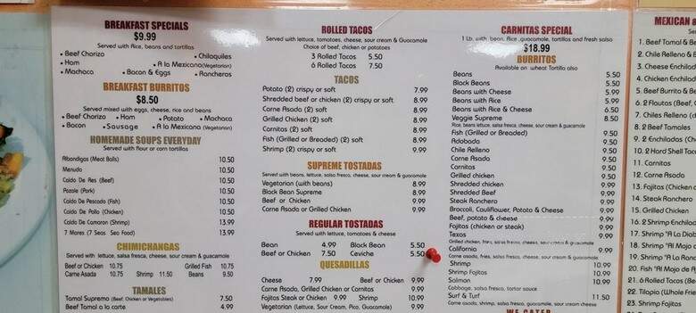 Ray's Mexican Restaurant - San Diego, CA menu_pic
