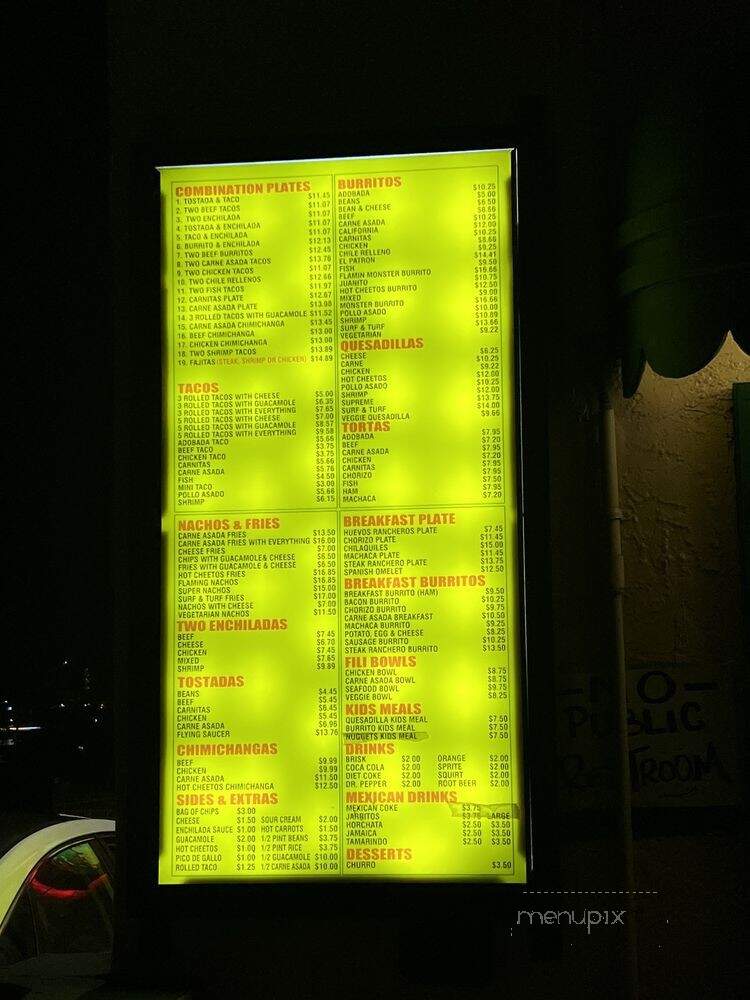 Filiberto's Mexican Food - San Diego, CA menu_pic