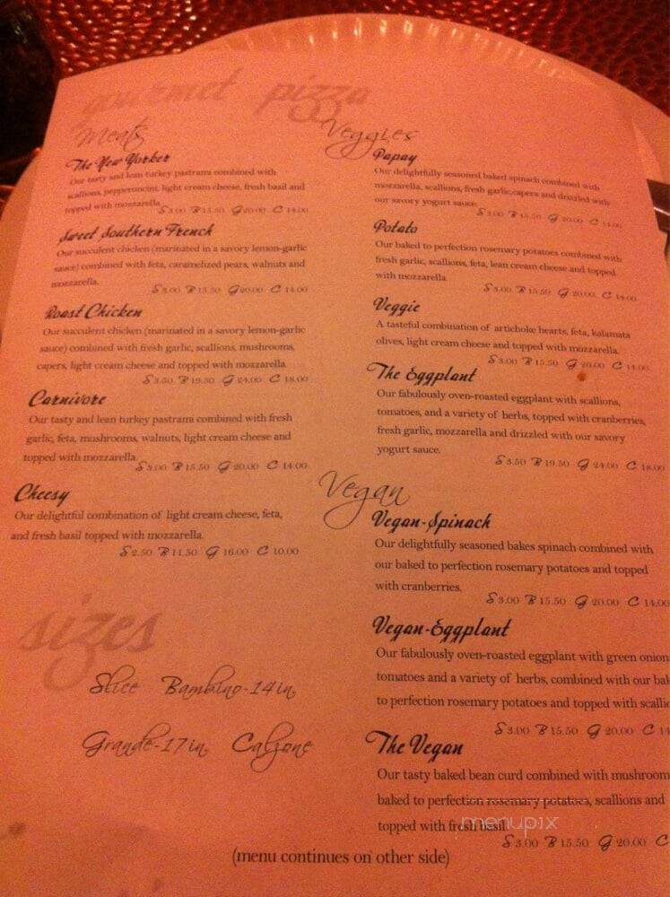 Zia Tropical Grill - San Diego, CA menu_pic