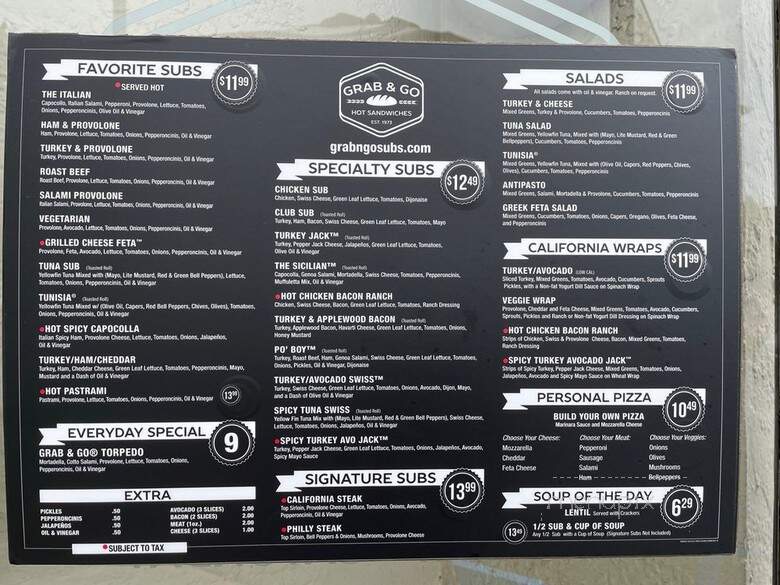 Grab & Go Subs - San Diego, CA menu_pic