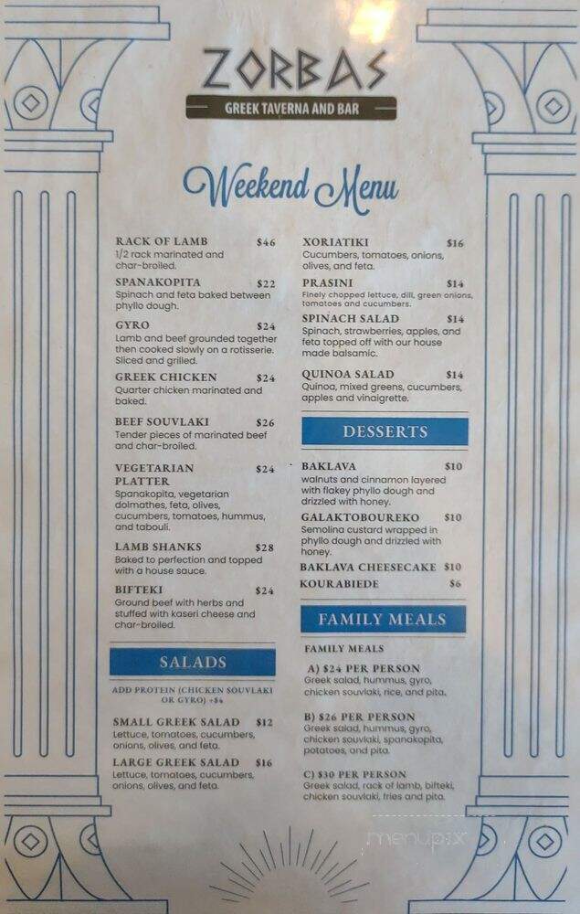 Zorbas Family Restaurant - Chula Vista, CA menu_pic