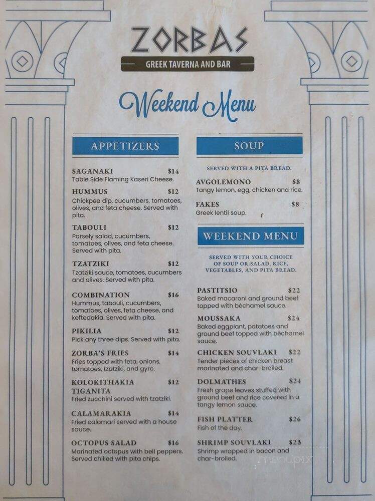 Zorbas Family Restaurant - Chula Vista, CA menu_pic