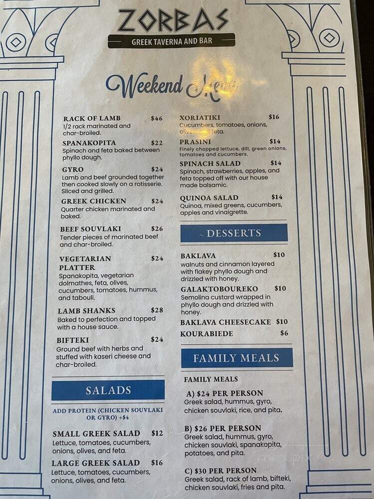 Zorbas Family Restaurant - Chula Vista, CA menu_pic