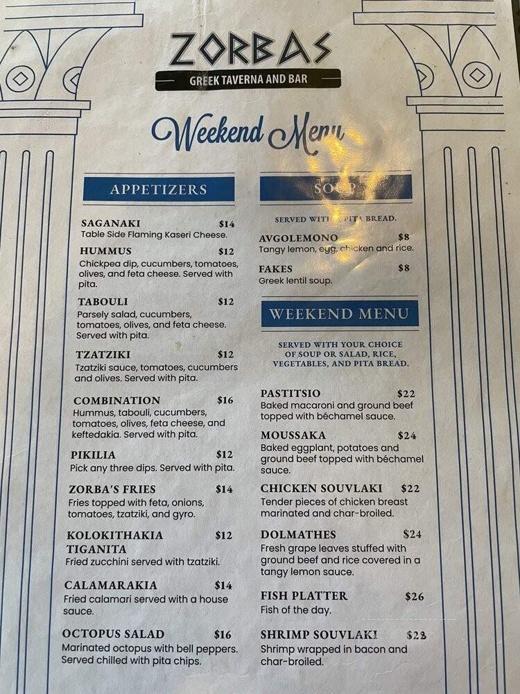 Zorbas Family Restaurant - Chula Vista, CA menu_pic