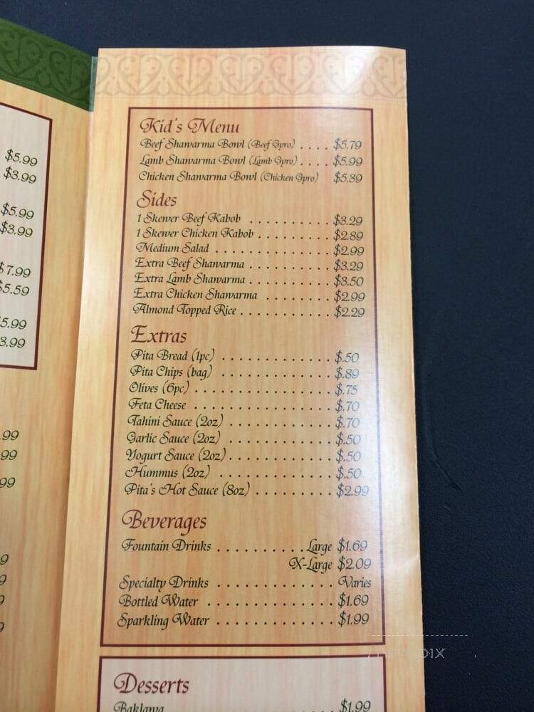 Pita's Mediterranean Grill - San Marcos, CA menu_pic