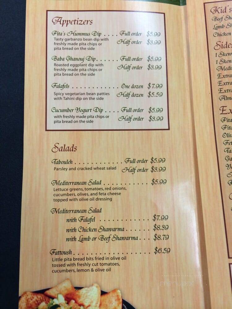 Pita's Mediterranean Grill - San Marcos, CA menu_pic