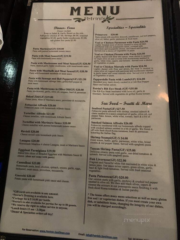Petrini's - San Diego, CA menu_pic