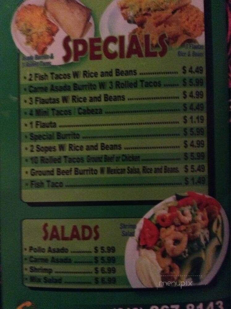 Gracielas Taco Shop - Spring Valley, CA menu_pic