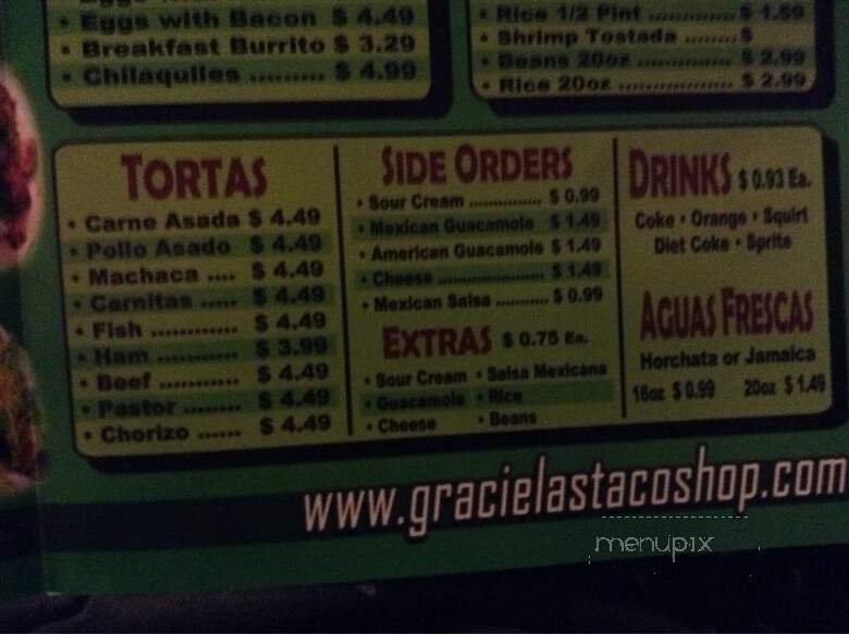 Gracielas Taco Shop - Spring Valley, CA menu_pic