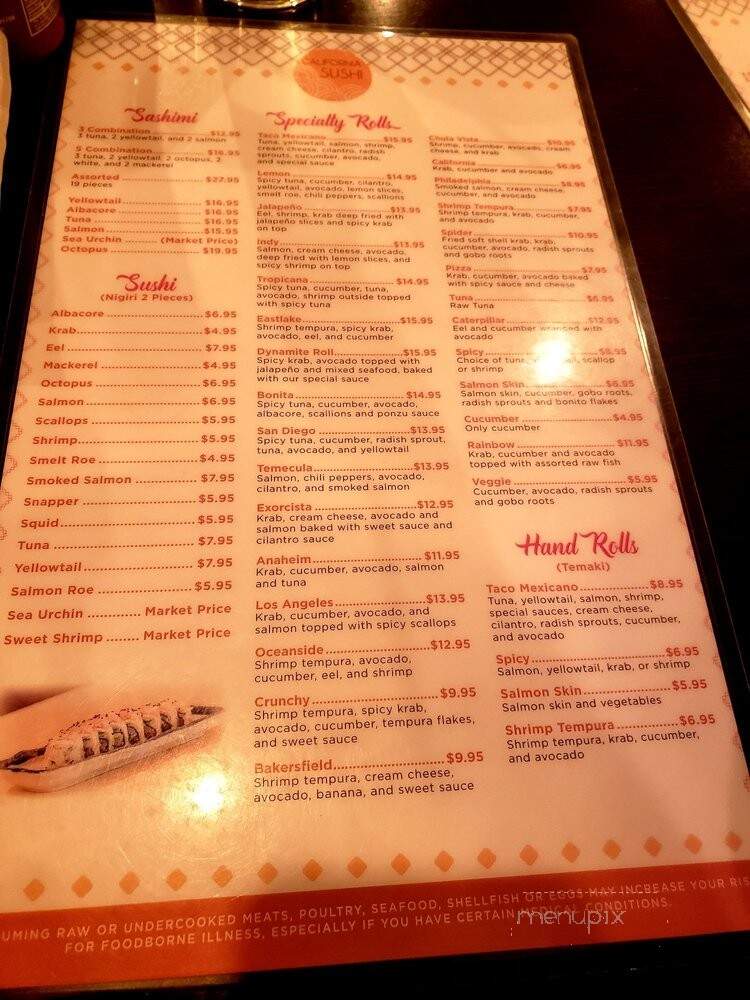 California Sushi Bar - Chula Vista, CA menu_pic