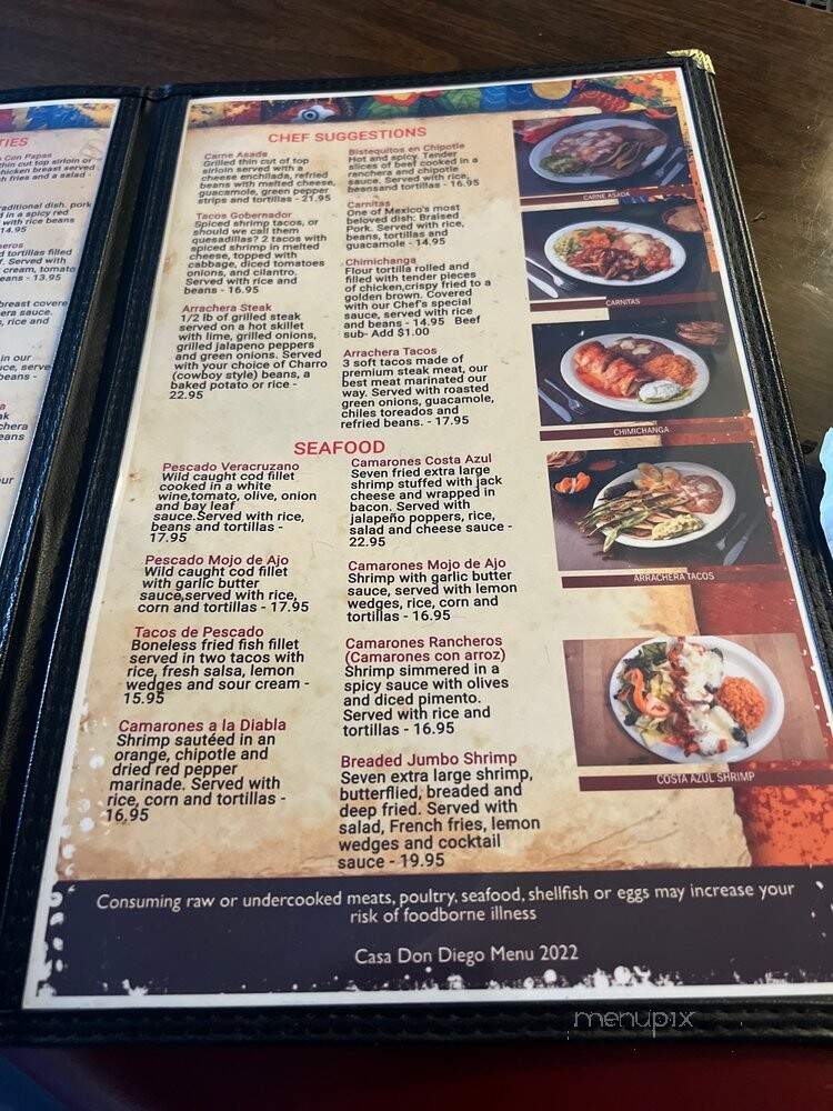 Casa Don Diego Restaurant - Chula Vista, CA menu_pic