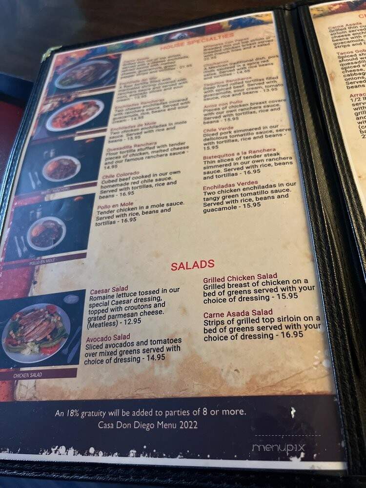 Casa Don Diego Restaurant - Chula Vista, CA menu_pic