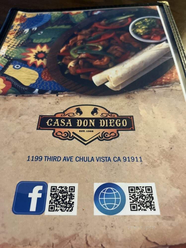 Casa Don Diego Restaurant - Chula Vista, CA menu_pic