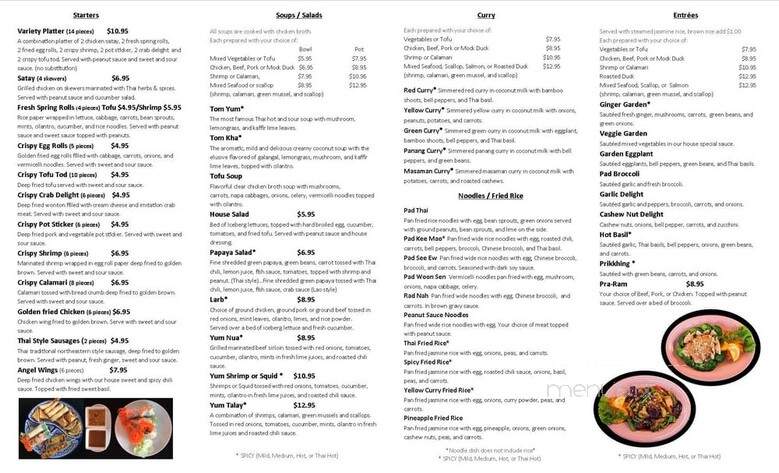 Padthai Restaurant - Escondido, CA menu_pic