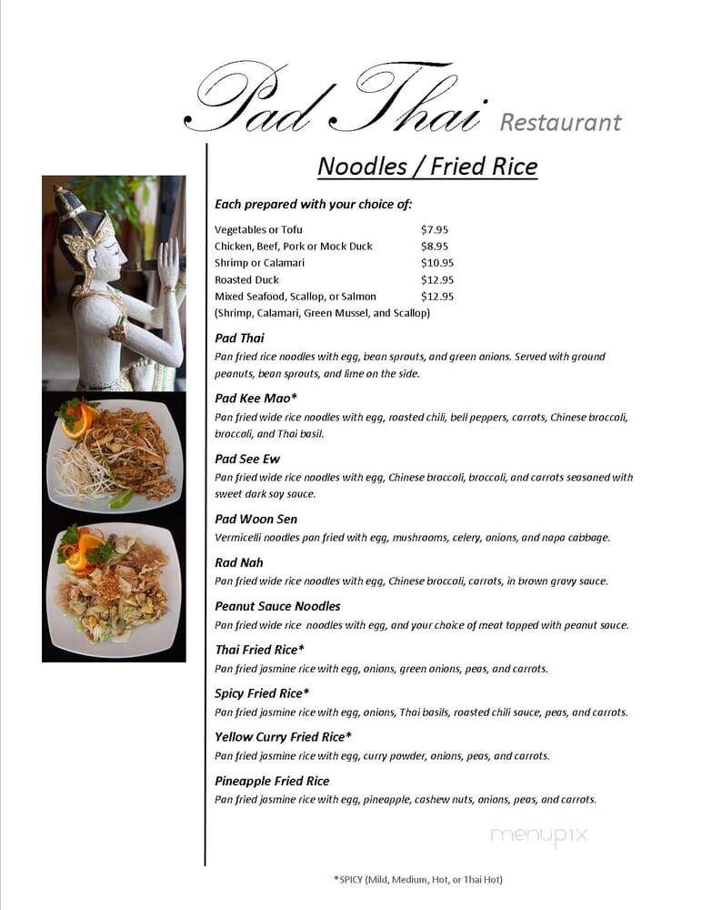 Padthai Restaurant - Escondido, CA menu_pic