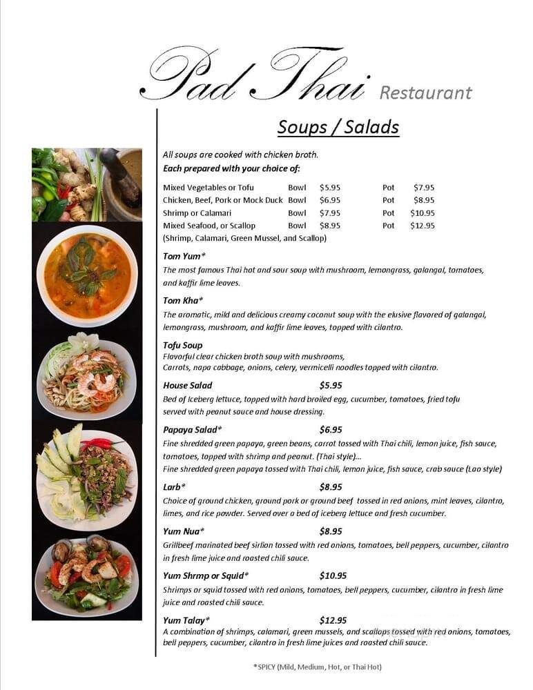 Padthai Restaurant - Escondido, CA menu_pic