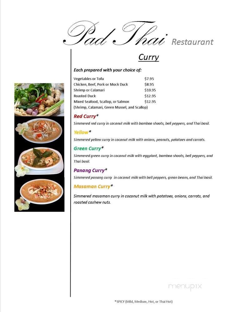 Padthai Restaurant - Escondido, CA menu_pic