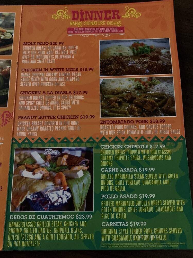 Ranas.com - Spring Valley, CA menu_pic