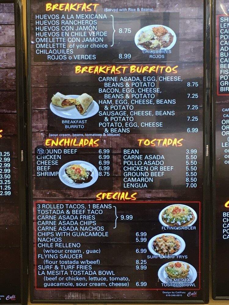 La Mesita Mexican Food - La Mesa, CA menu_pic