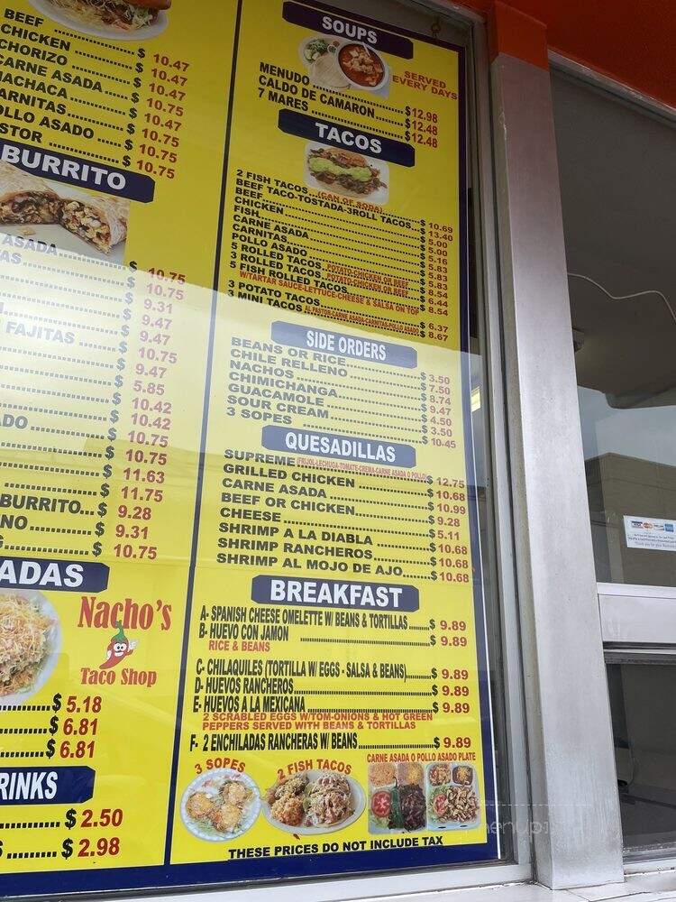 Nachos Taco Shop - La Mesa, CA menu_pic