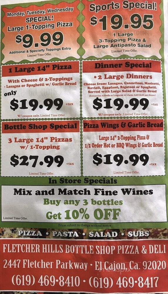 Bottle Shop Pizza - El Cajon, CA