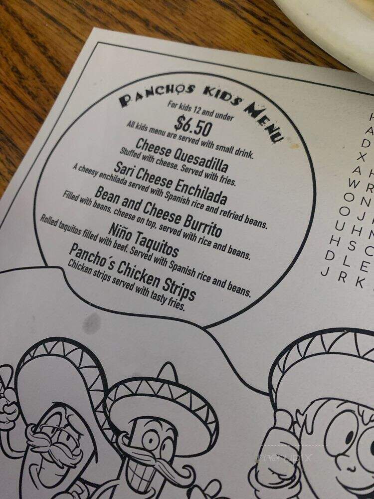 Pancho's Mexican Buffet - El Cajon, CA menu_pic