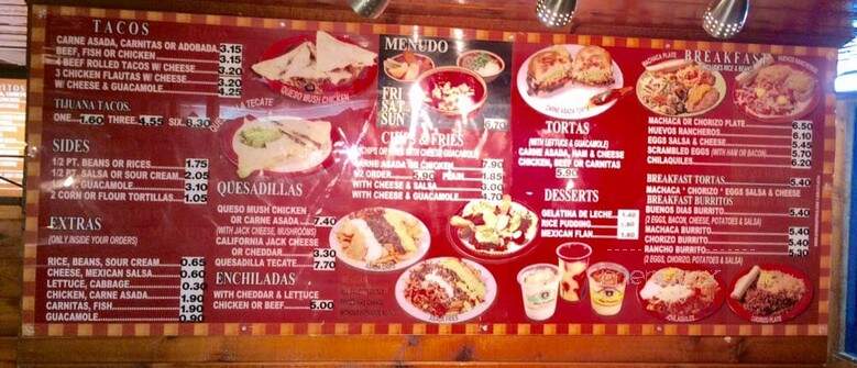 Santanas Mexican Food - El Cajon, CA menu_pic