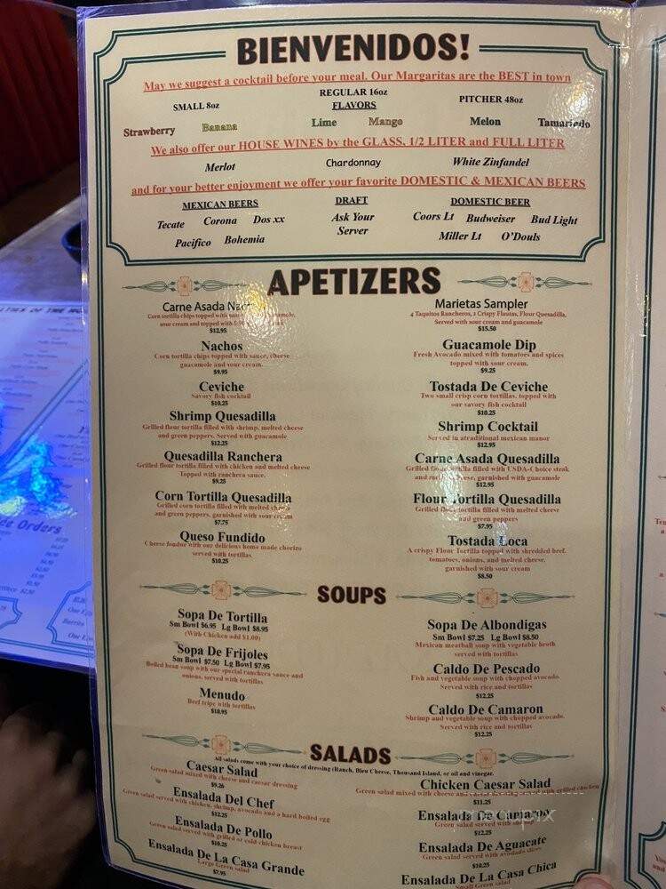 Marieta's East - El Cajon, CA menu_pic