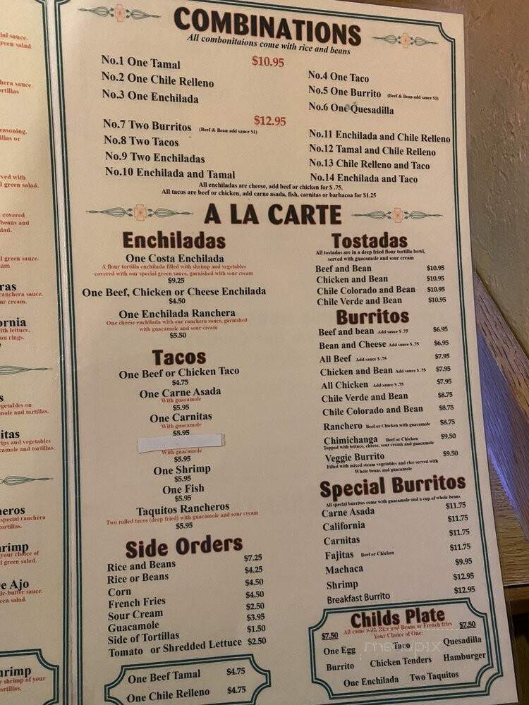 Marieta's East - El Cajon, CA menu_pic