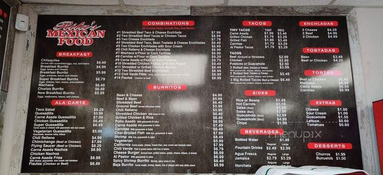 Rita's Mexican Food - El Cajon, CA menu_pic