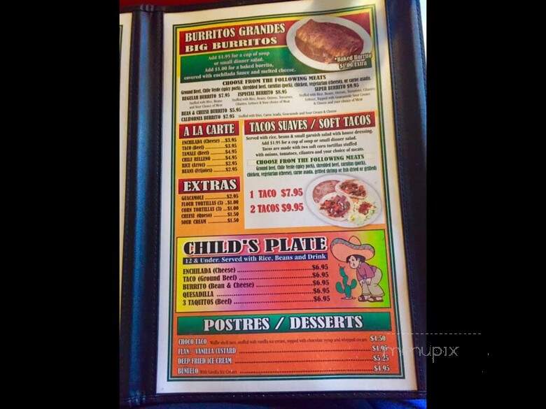 Pablito's Of The Desert - Borrego Springs, CA menu_pic