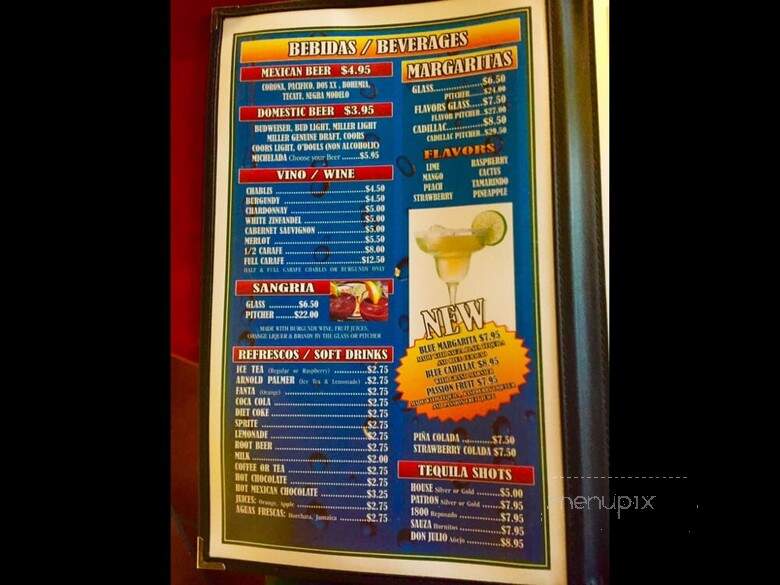 Pablito's Of The Desert - Borrego Springs, CA menu_pic