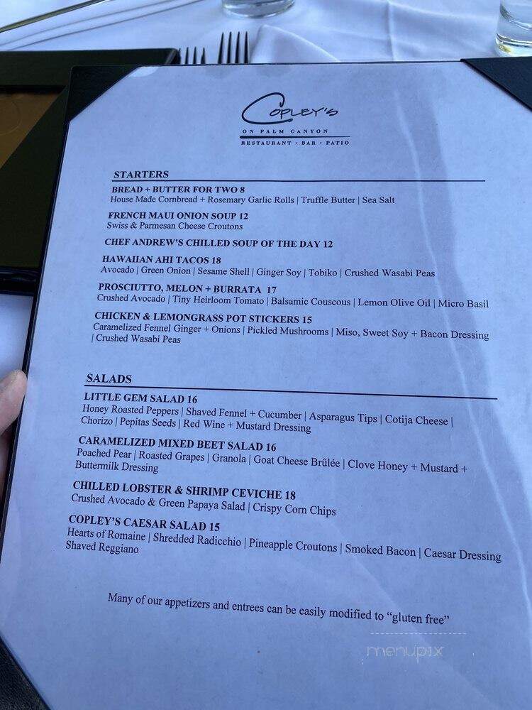 Copleys On Palm Canyon - Palm Springs, CA menu_pic