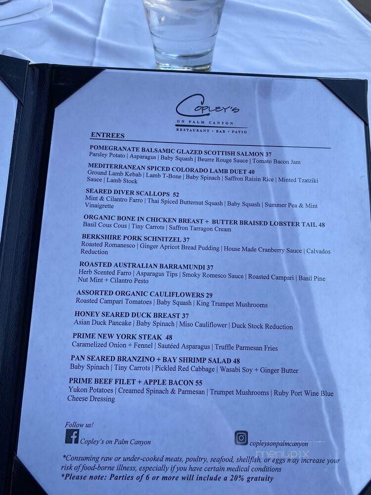 Copleys On Palm Canyon - Palm Springs, CA menu_pic