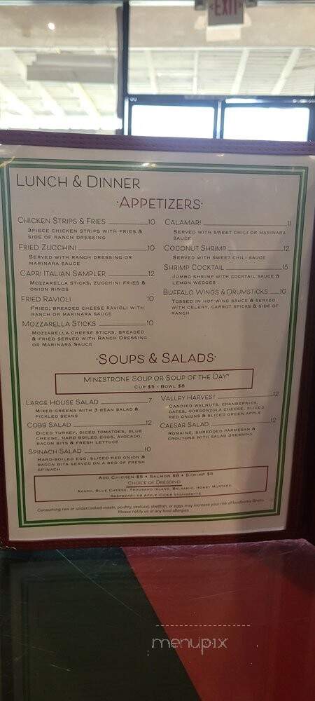 Capri Italian Restaurant - Desert Hot Springs, CA menu_pic