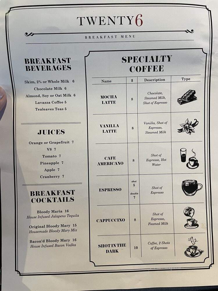 Twenty 6 - La Quinta, CA menu_pic