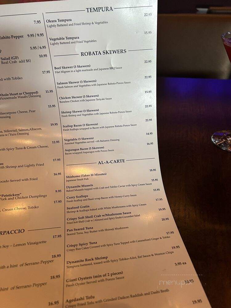 Okura Robata Grill - La Quinta, CA menu_pic