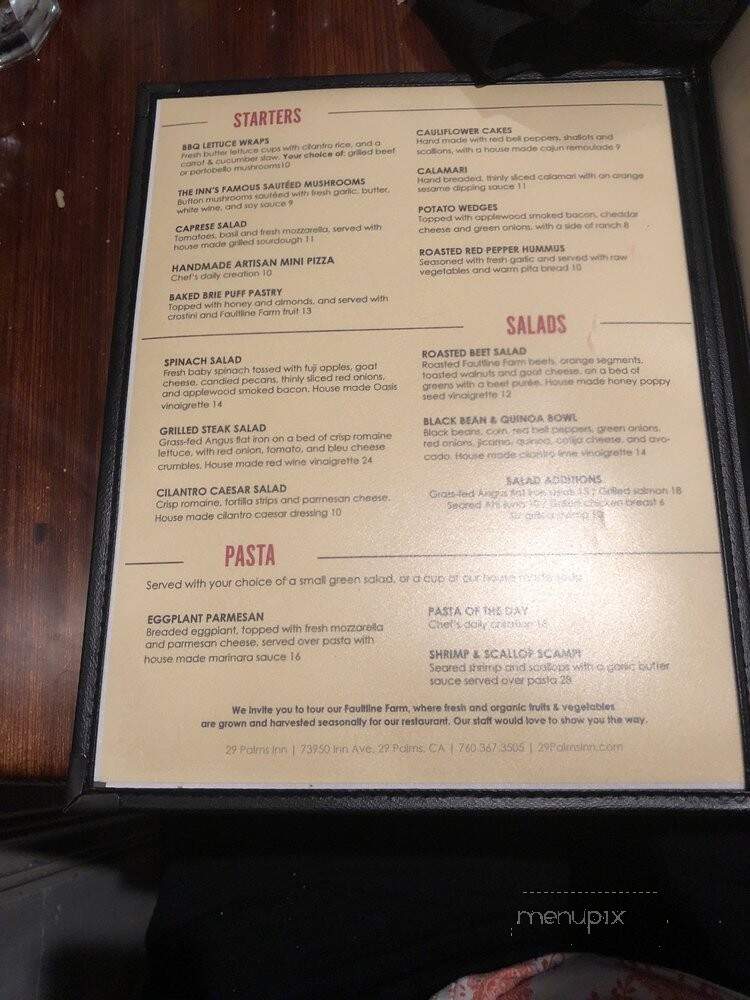 29 Palms Inn - Twentynine Palms, CA menu_pic