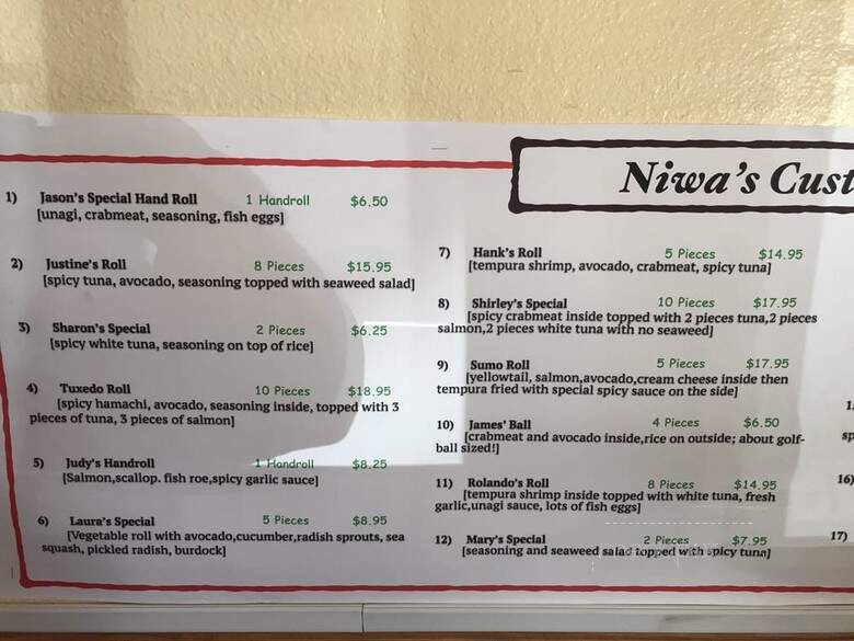 Niwa Restaurant - Orinda, CA menu_pic