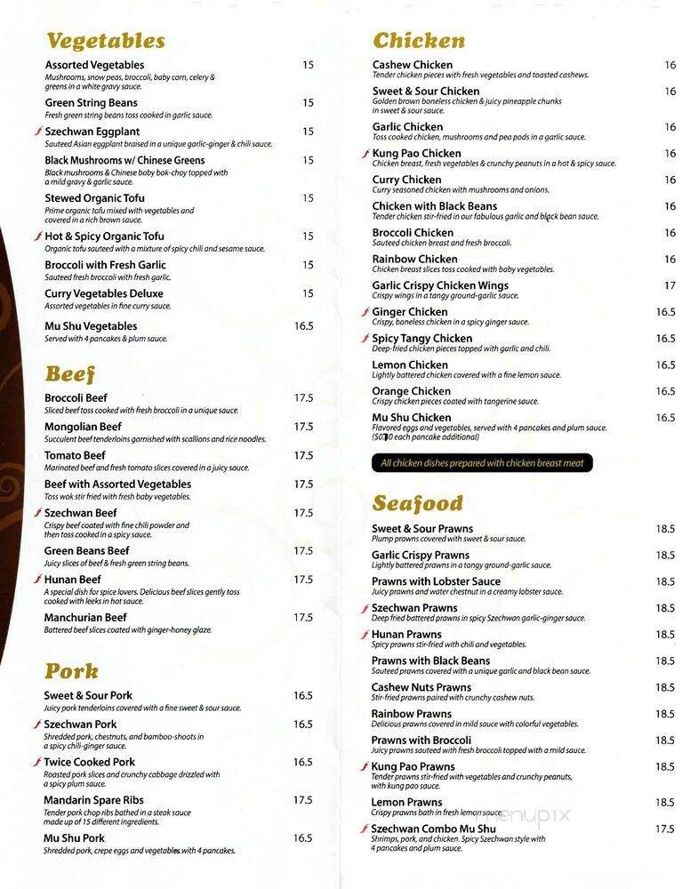 Chef Chao Restaurant - Moraga, CA menu_pic