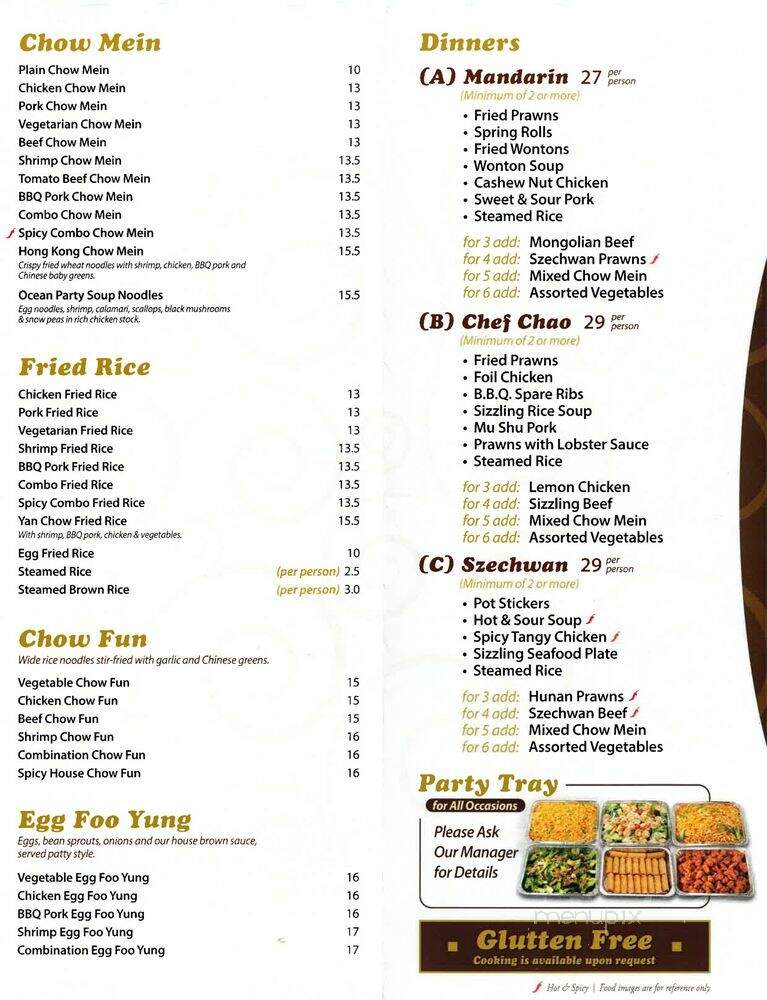 Chef Chao Restaurant - Moraga, CA menu_pic