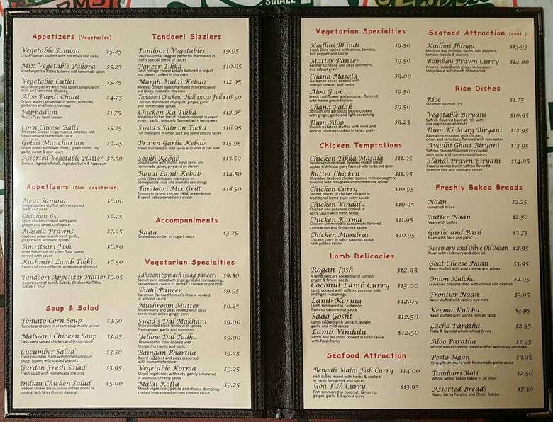Swad Indian Cuisine - Lafayette, CA menu_pic
